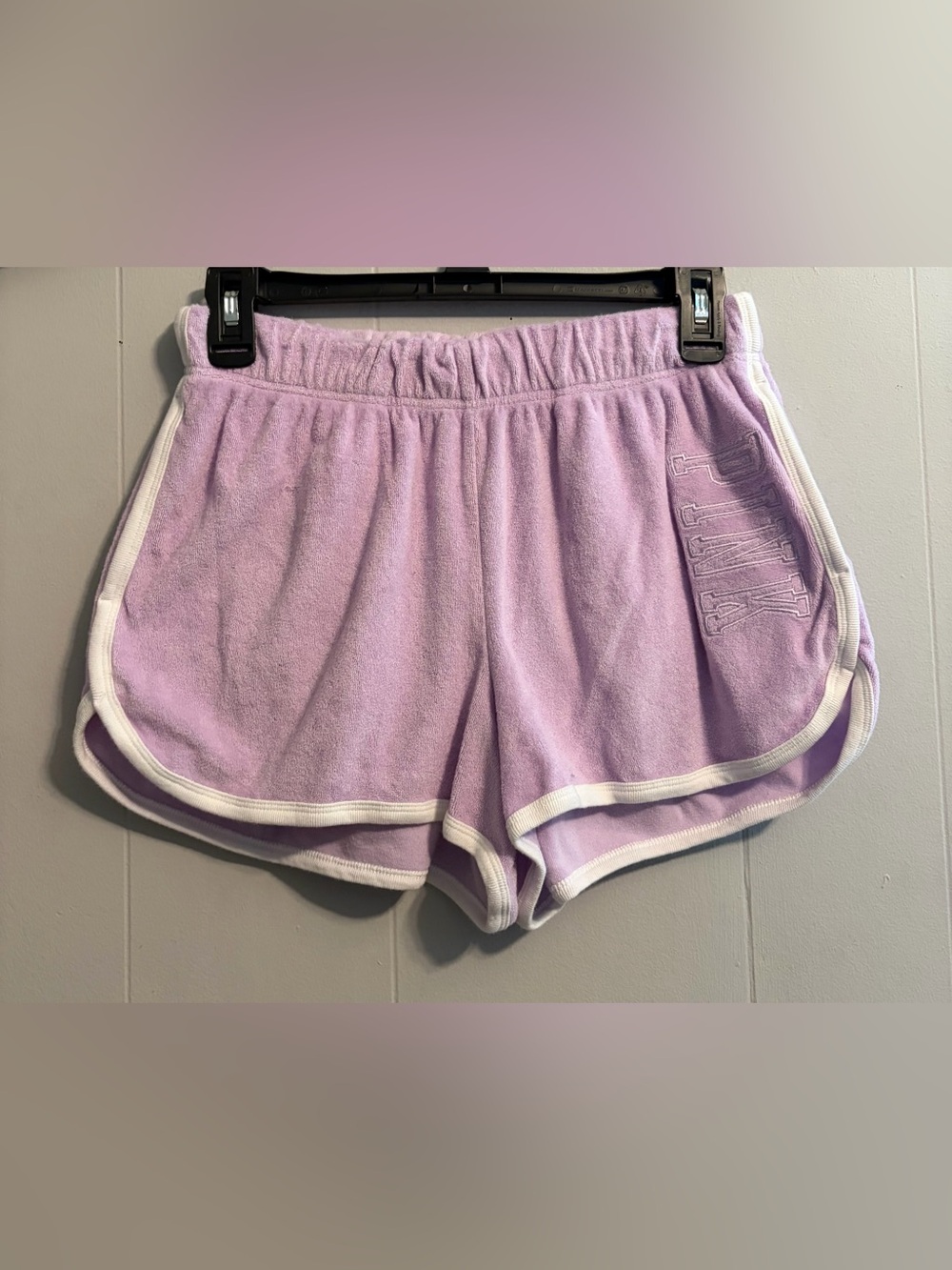 PINK Victoria's Secret Lilac Terry Shorts with White Trim